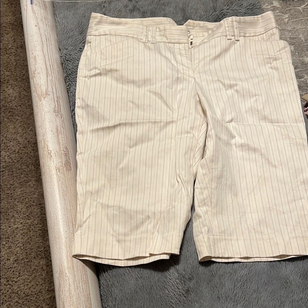 Express Cream Pinstripe Shorts